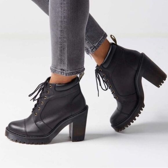 ♥️ Dr. Martens Averil Black Leather Heeled
Platform Boot Women Sz 8 Chunky - Picture 6 of 16